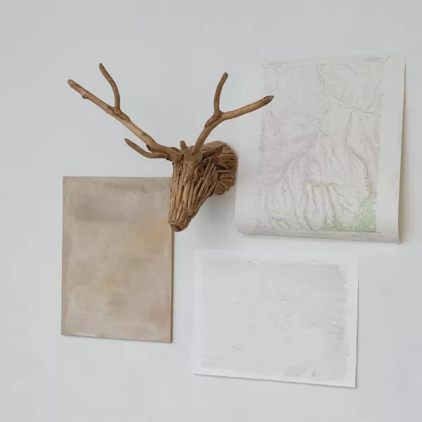 Creative CoOp Teakwood Root Deer Head Wall Art Natural