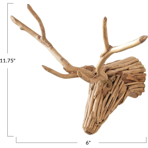 Creative CoOp Teakwood Root Deer Head Wall Art Natural