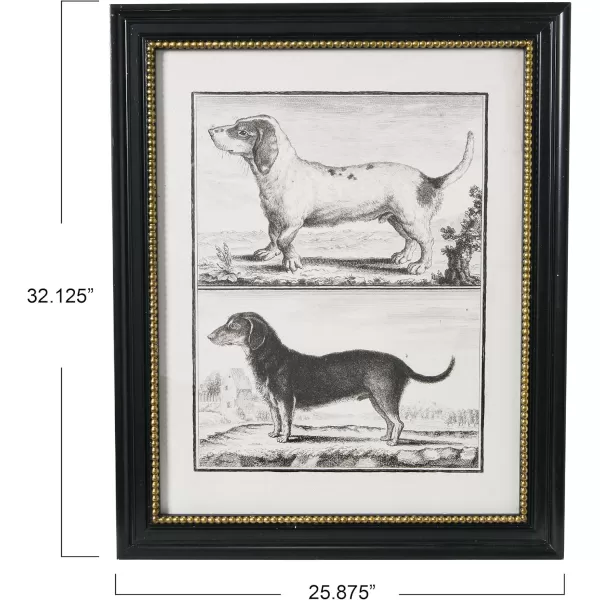 Creative CoOp Vintage Reproduction Dog Print with Wood Frame
