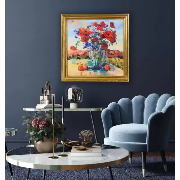 Creative CoOp Watercolor Floral Print with Solid Wood Frame