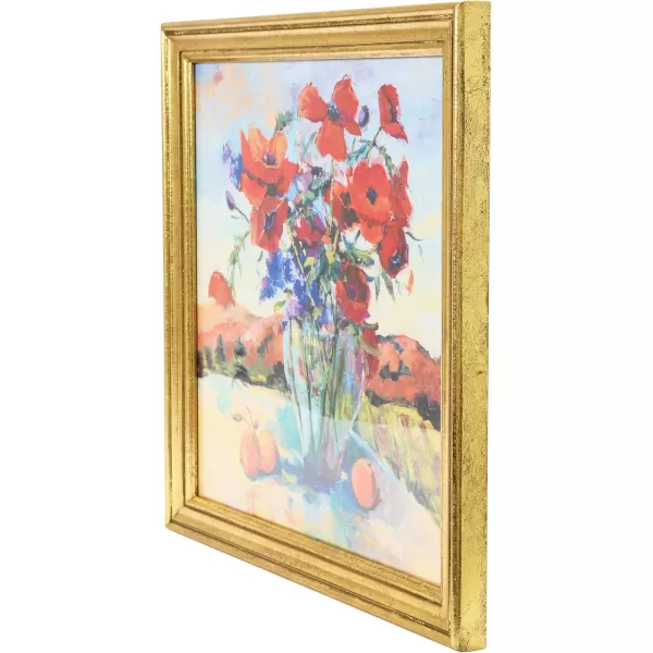 Creative CoOp Watercolor Floral Print with Solid Wood Frame