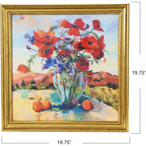 Creative CoOp Watercolor Floral Print with Solid Wood Frame