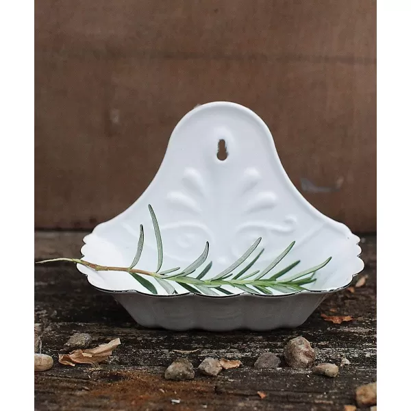 Creative CoOp White Enameled Metal Soap Dish Hangs or Sits