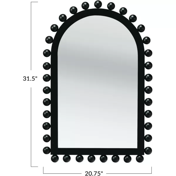 Creative CoOp Wood Ball Framed Arched Wall Mirror NaturalBlack