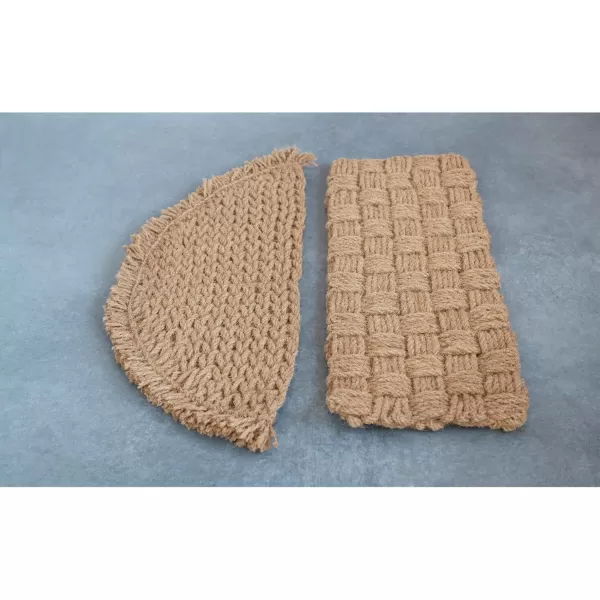 Creative CoOp Woven Natural Coir Half Round Fringe Doormat 48quot L x 16quot W x 1quot H