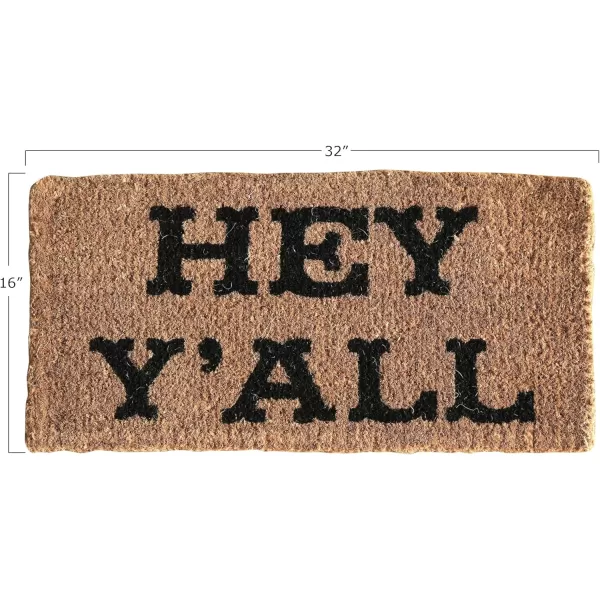 Creative CoOp quotHey Yall Natural Coir Doormat