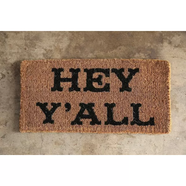 Creative CoOp quotHey Yall Natural Coir Doormat