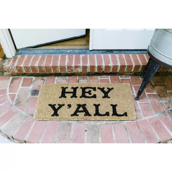 Creative CoOp quotHey Yall Natural Coir Doormat