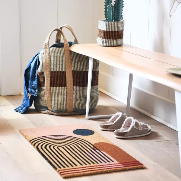 Main  Mesa Geometric Coir Doormat with NonSlip PVC Backing Curved GeoCurved Geo