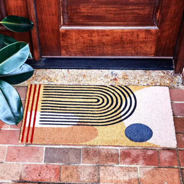 Main  Mesa Geometric Coir Doormat with NonSlip PVC Backing Curved GeoCurved Geo
