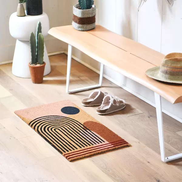 Main  Mesa Geometric Coir Doormat with NonSlip PVC Backing Curved GeoCurved Geo