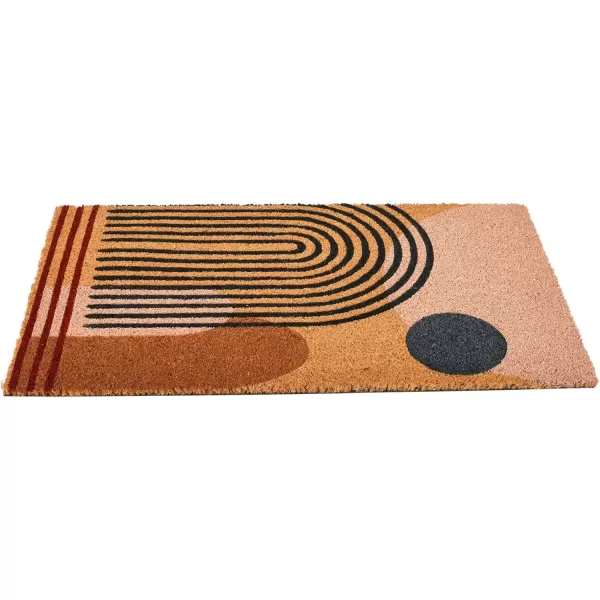 Main  Mesa Geometric Coir Doormat with NonSlip PVC Backing Curved GeoCurved Geo