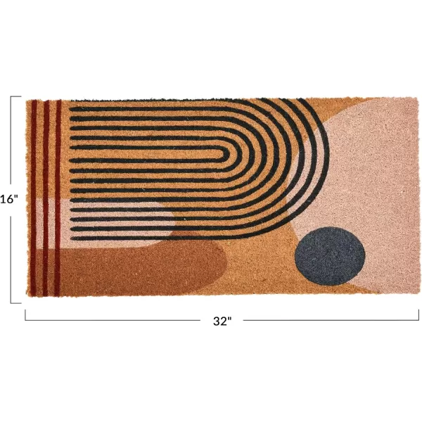 Main  Mesa Geometric Coir Doormat with NonSlip PVC Backing Curved GeoCurved Geo