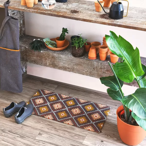 Main  Mesa Geometric Coir Doormat with NonSlip PVC Backing Curved GeoNomad Geo
