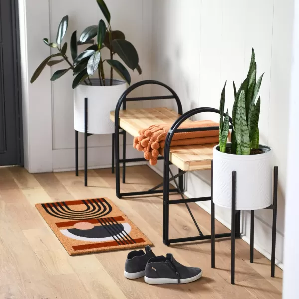 Main  Mesa Geometric Coir Doormat with NonSlip PVC Backing Curved GeoStacked Geo