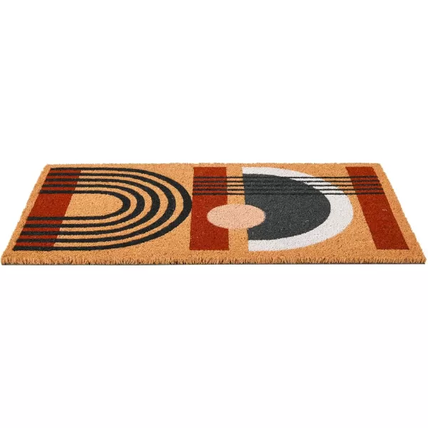 Main  Mesa Geometric Coir Doormat with NonSlip PVC Backing Curved GeoStacked Geo
