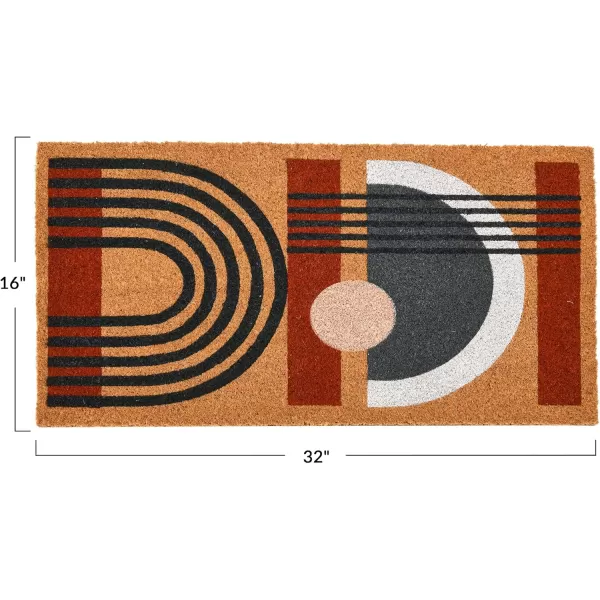 Main  Mesa Geometric Coir Doormat with NonSlip PVC Backing Curved GeoStacked Geo