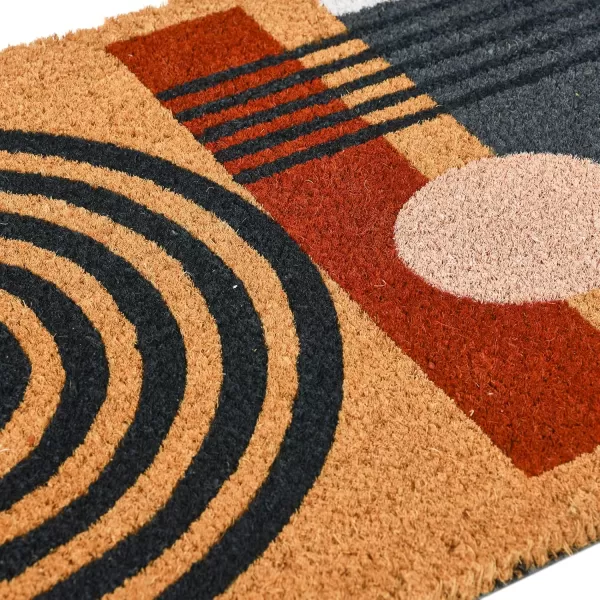 Main  Mesa Geometric Coir Doormat with NonSlip PVC Backing Curved GeoStacked Geo