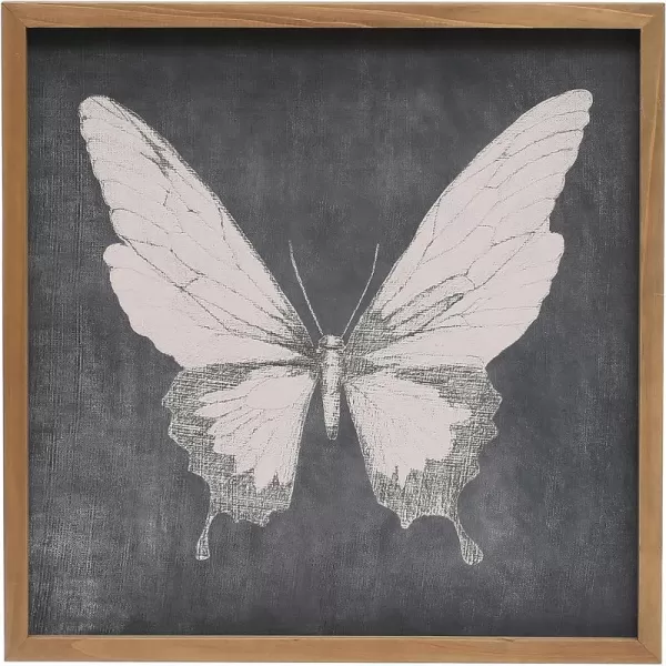 Creative CoOp 1575 Inches Square Wood Framed Dcor with Butterfly Multicolor Wall Art Gray