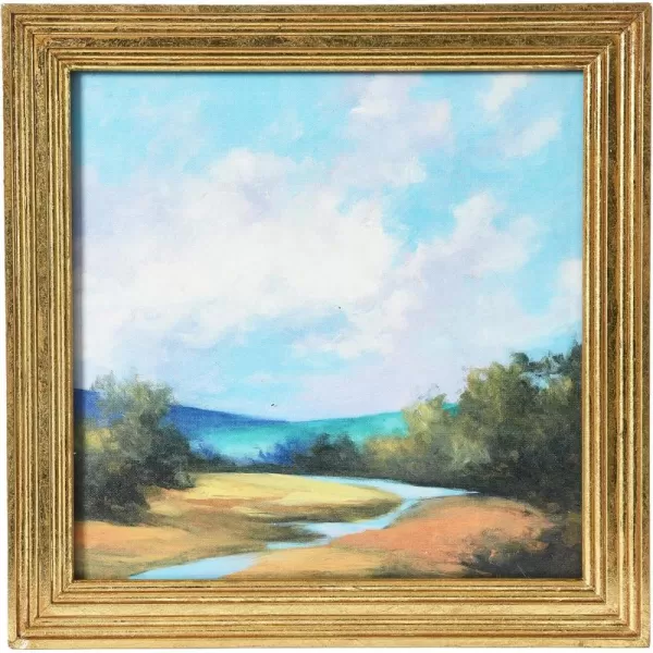 Creative CoOp 1575quot Square Watercolor Nature Landscape with Solid Wood FrameRolling Hills