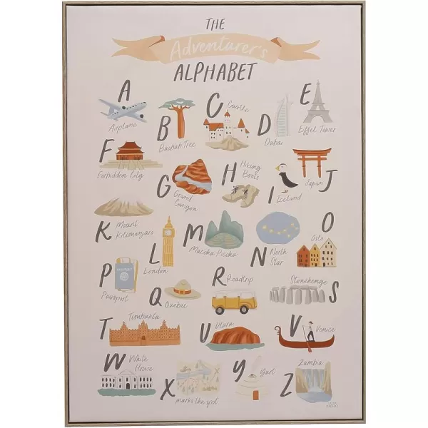 Creative CoOp 275 Inches Canvas Framed Dcor with Alphabet and Corresponding Images Multicolor Wall Decor Multi