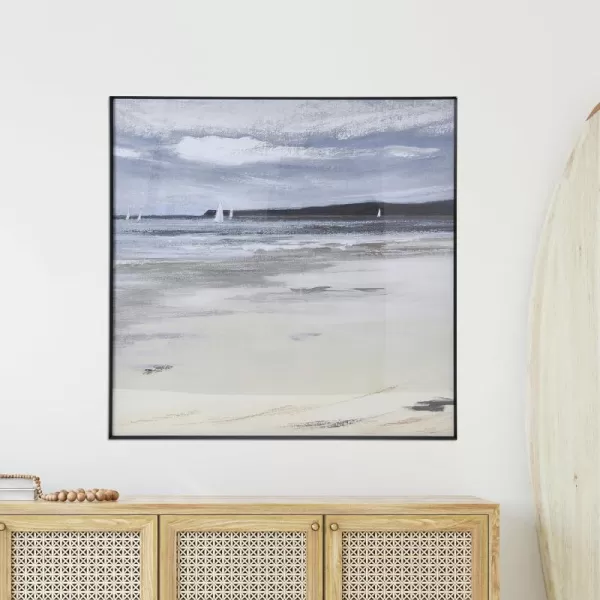 Creative CoOp 315quot Square Coastal Landscape in Metal Frame