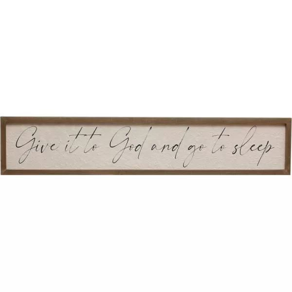 Creative CoOp 50 Inches Wood Framed Textured Dcor Give It to God Text Design Multicolor Wall Art Natural