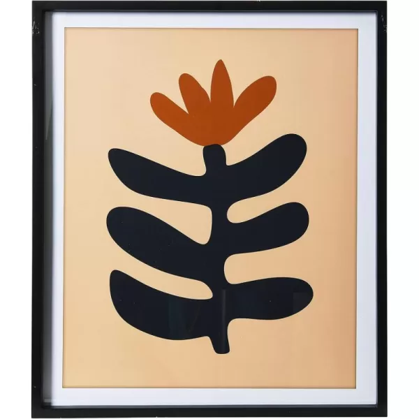 Creative CoOp Abstract Floral Print with Wood Frame and Glass Cover