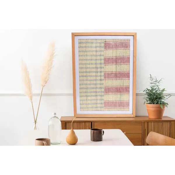 Creative CoOp Boho Handwoven Cotton Wall Art with Wood Frame and Plastic Cover MulticolorMulticolor