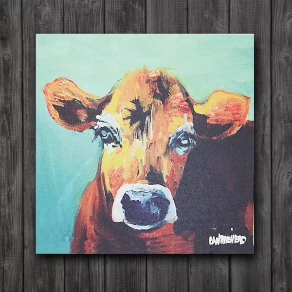 Creative CoOp Canvas Wall Dcor with Cow Image