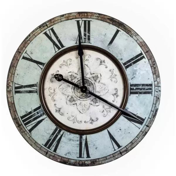 Creative CoOp Distressed Mint Green Round Wall Clock