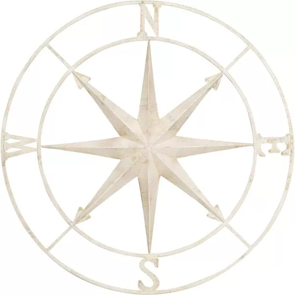 Creative CoOp Distressed Red Metal Compass Wall DcorCream