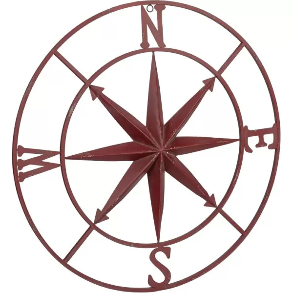Creative CoOp Distressed Red Metal Compass Wall DcorRed