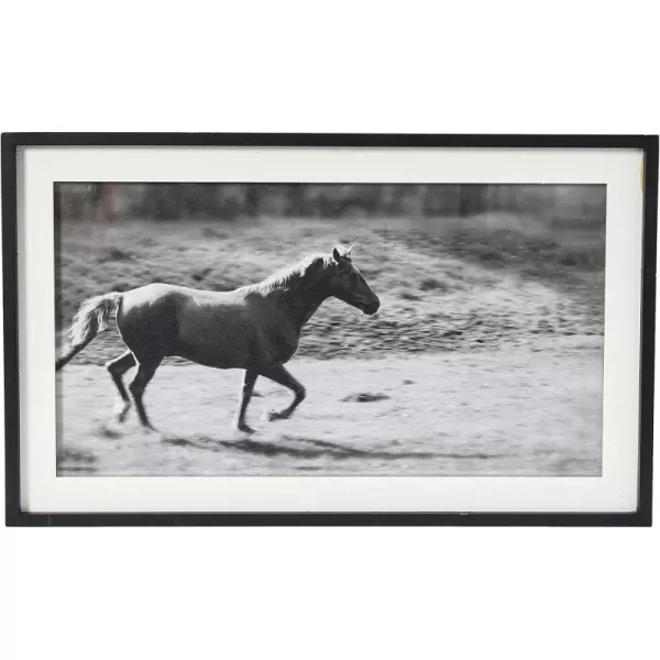 Creative CoOp Galloping Horse Print with Wood Frame