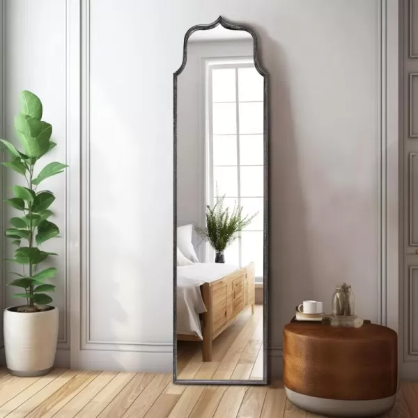 Creative CoOp Modern Farmhouse Floor Length Metal Framed Wall Mirror Distressed BlackBlack