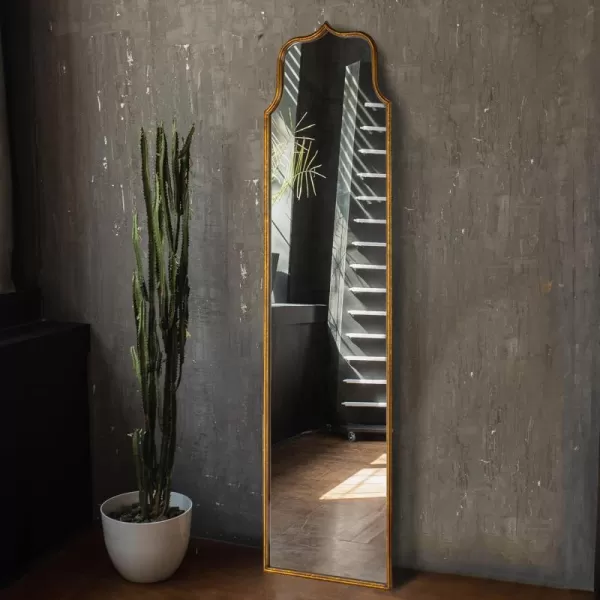 Creative CoOp Modern Farmhouse Floor Length Metal Framed Wall Mirror Distressed BlackGold