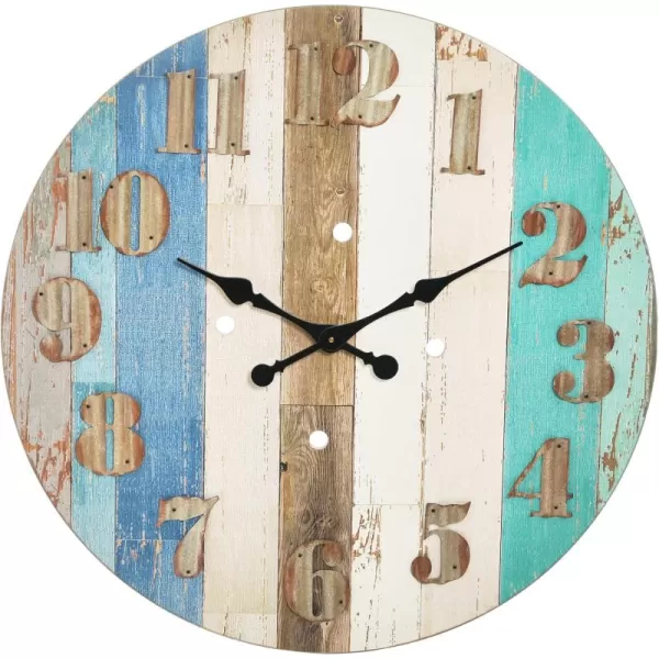 Creative CoOp Multicolor Wood Wall Clock with Corrugated Metal Numbers