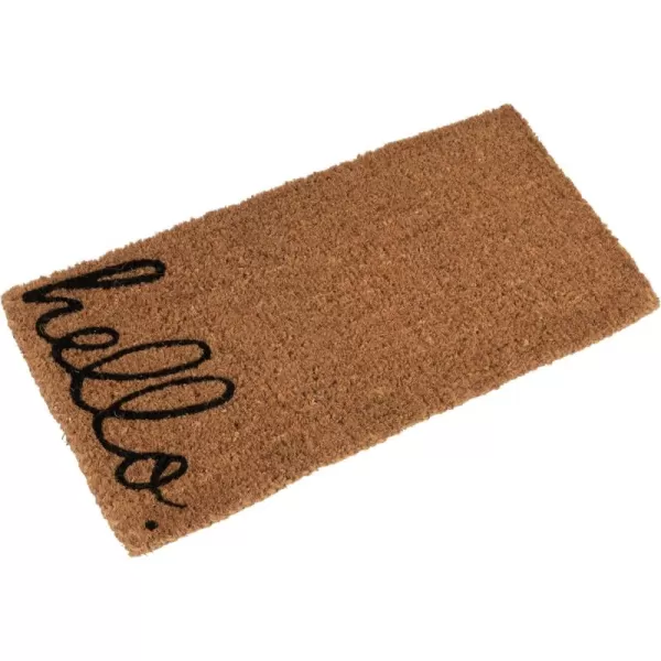 Creative CoOp Natural Coir Doormat with quotHelloquot Message Natural and Black