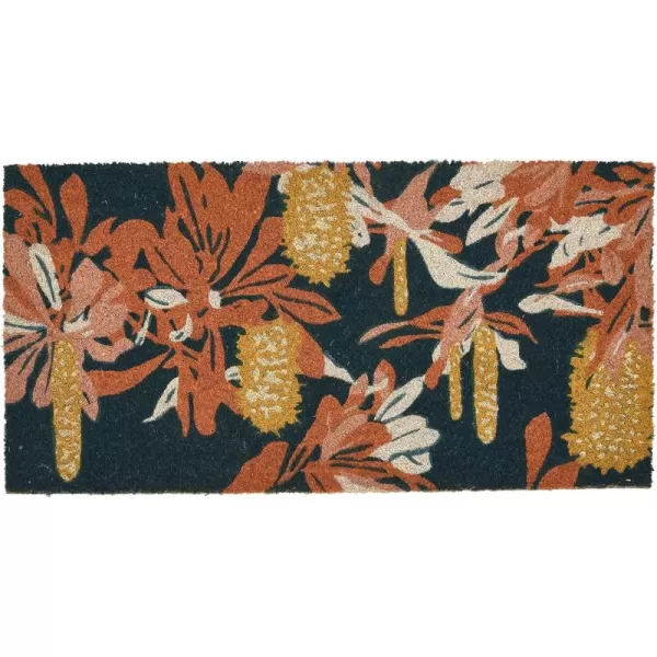 Creative CoOp Natural Coir Floral Print Multicolor Doormat