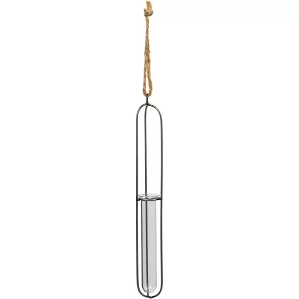 Creative CoOp Small Hanging Metal ampamp Glass Test Tube VaseSmall