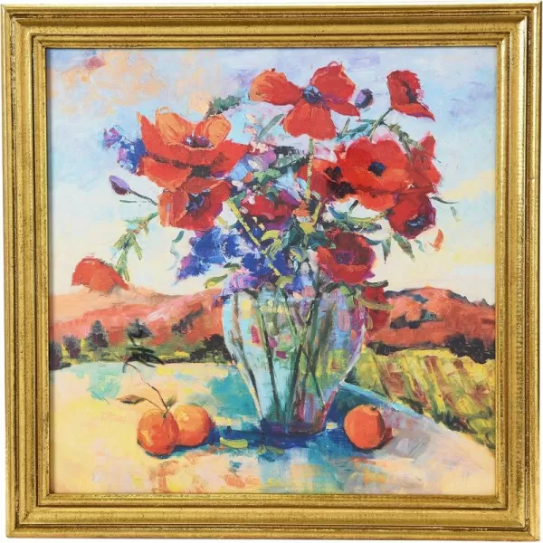 Creative CoOp Watercolor Floral Print with Solid Wood Frame