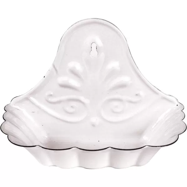 Creative CoOp White Enameled Metal Soap Dish Hangs or Sits