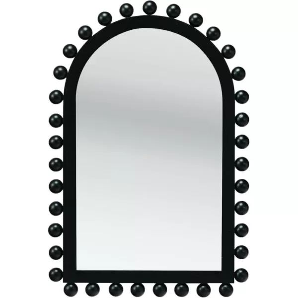 Creative CoOp Wood Ball Framed Arched Wall Mirror NaturalBlack