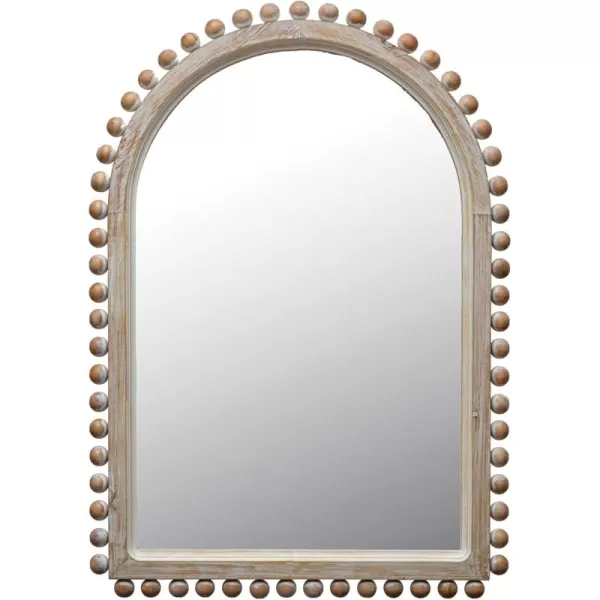 Creative CoOp Wood Ball Framed Arched Wall Mirror NaturalNatural