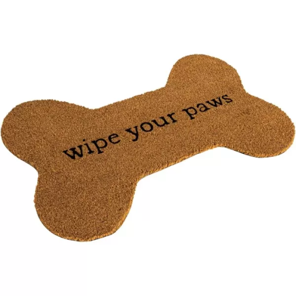 Creative CoOp quotWipe Your Paws Coir Bone Doormat Natural