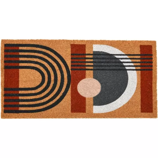 Main  Mesa Geometric Coir Doormat with NonSlip PVC Backing Curved GeoStacked Geo