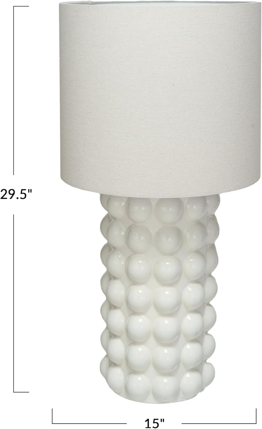 Creative CoOp 100 Watt Classic Stoneware Hobnail Table Lamp White