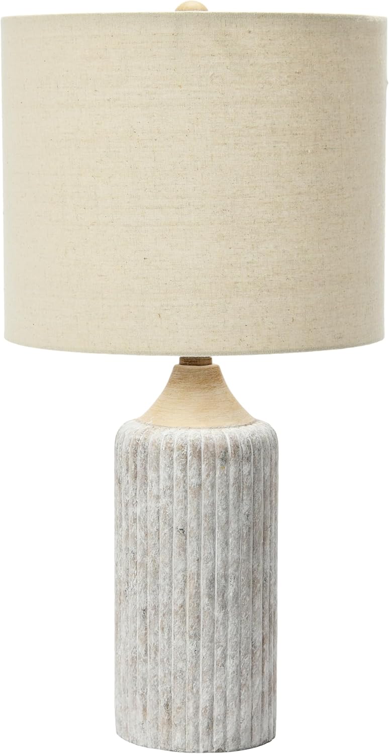 Creative CoOp 12quot Round Desk Lamp Cement Grey235quot H x 12quot L x 12quot W 5 Cord