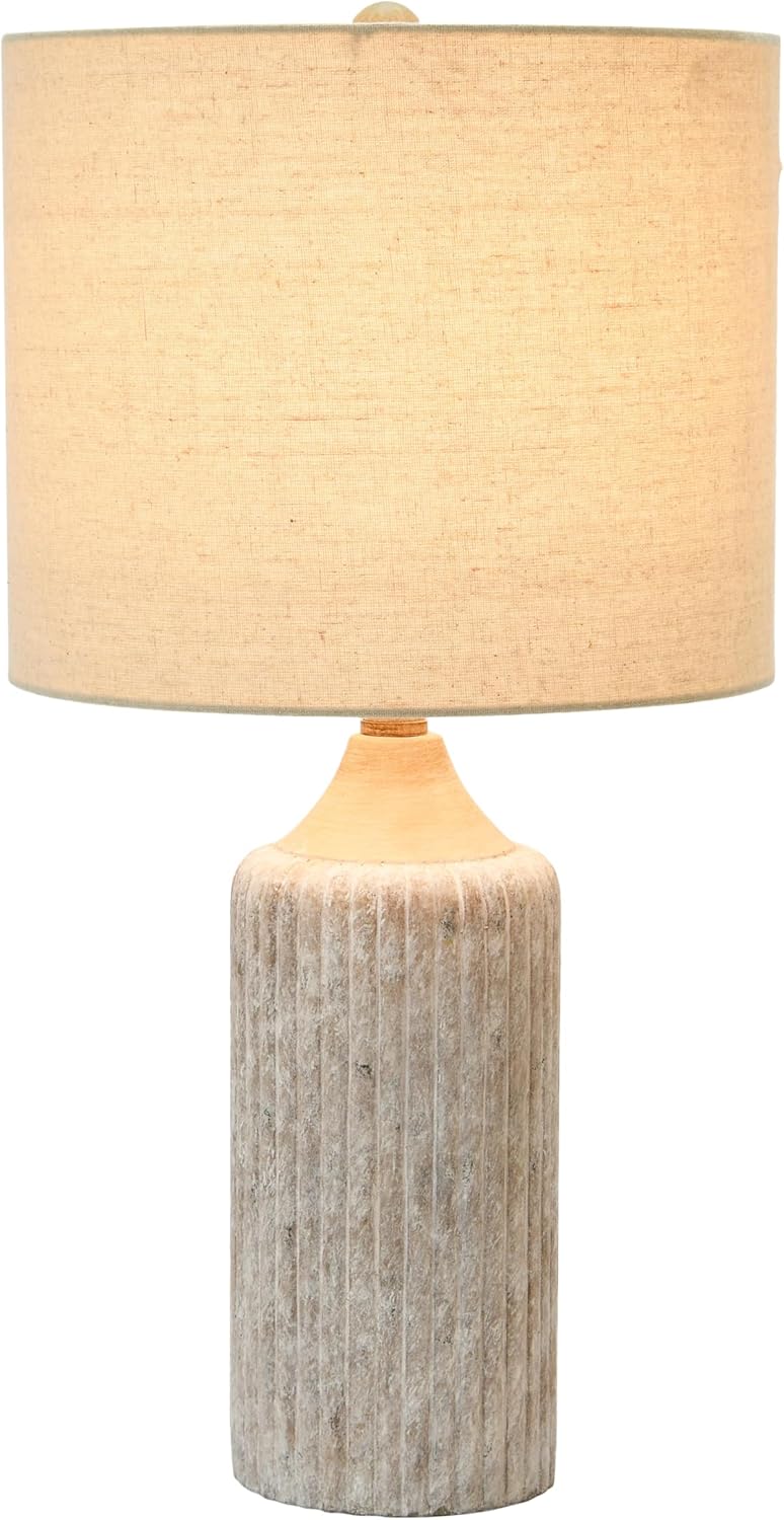 Creative CoOp 12quot Round Desk Lamp Cement Grey235quot H x 12quot L x 12quot W 5 Cord