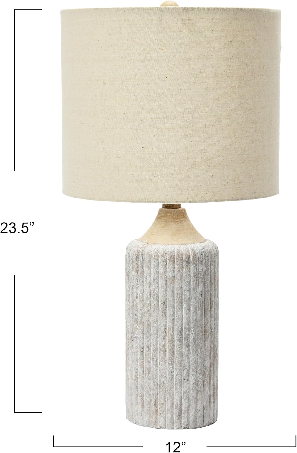 Creative CoOp 12quot Round Desk Lamp Cement Grey235quot H x 12quot L x 12quot W 5 Cord